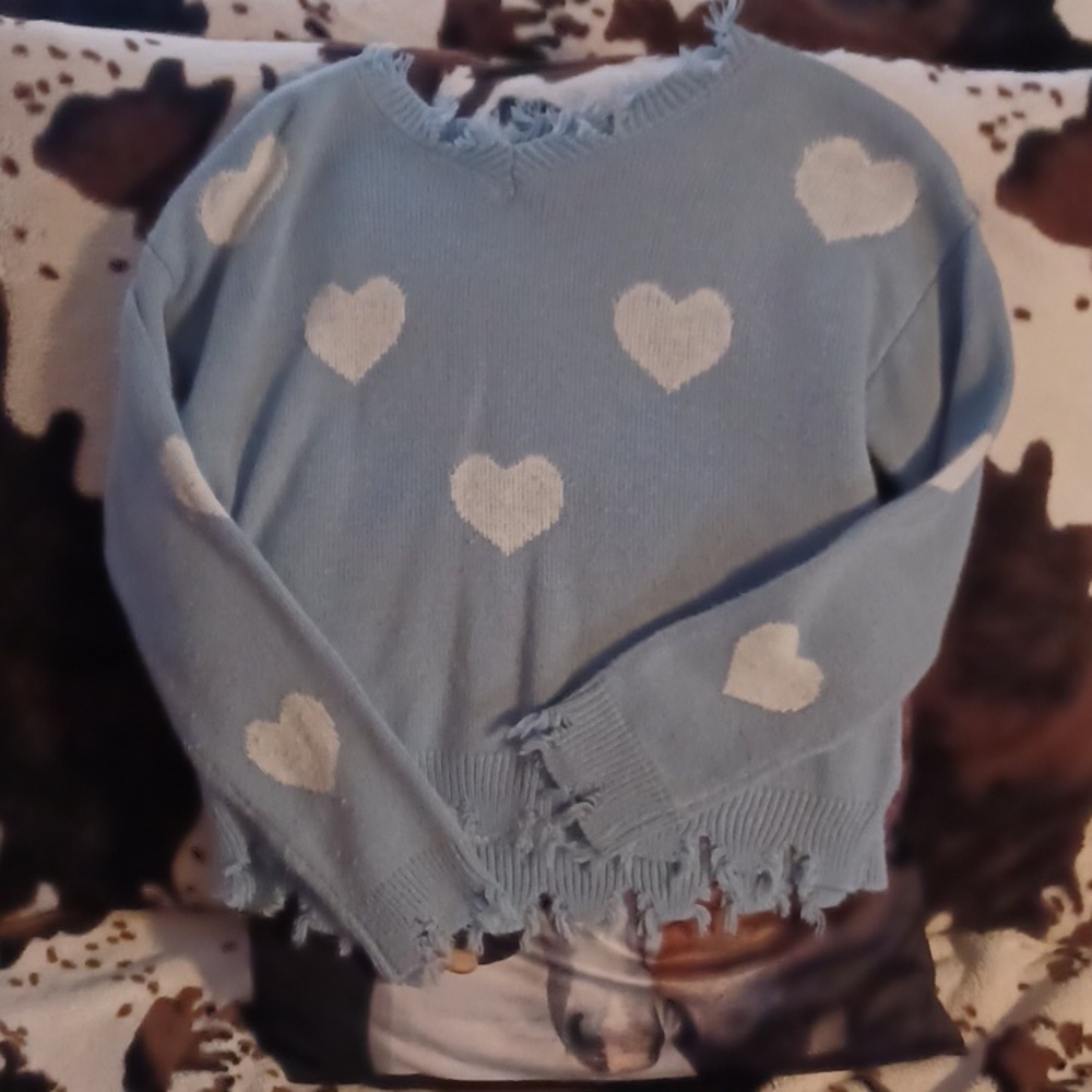 BELLE DU JOUR, SWEATER, WITH AEROPOSTALE HIGH RISE FLARE JEANS, SIZE 000. - Picture 3 of 15